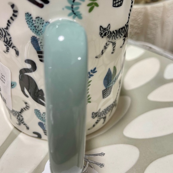 Black Cat & Tabby Cat With Cactus Bella Sage Ceramic Coffee Mug NWT - Picture 4 of 6